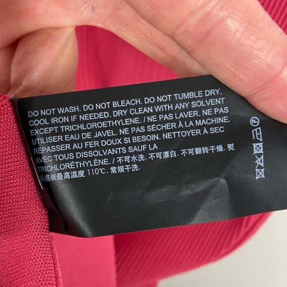 Theory Textured Gloss Shell Hot Pink Ribbed Knit Top Size XS Peplum Sleeveless - Picture 6 of 10